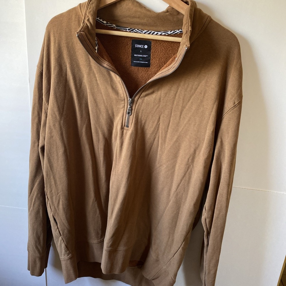 Stance Pullover Mens Large Butterblend Brown Superior Softness Streetwear